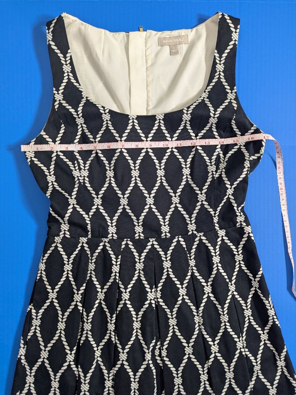 Banana Republic Rope Print Dress in Black & White Size 6 - Picture 5 of 13